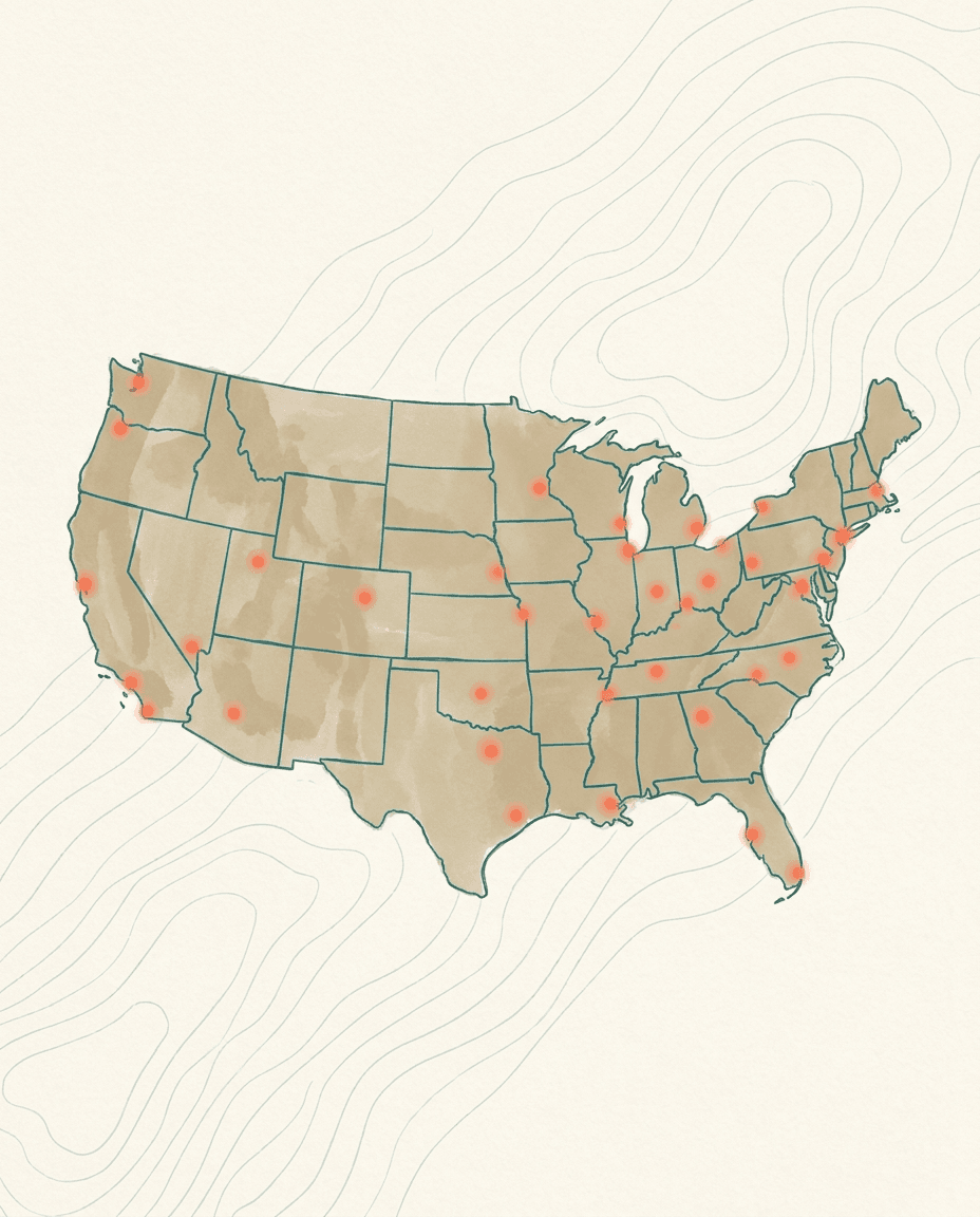 Premier Medsolutions network map of US cities served
